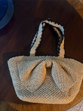 kate spade Beige Woven Bow-Accent Tote